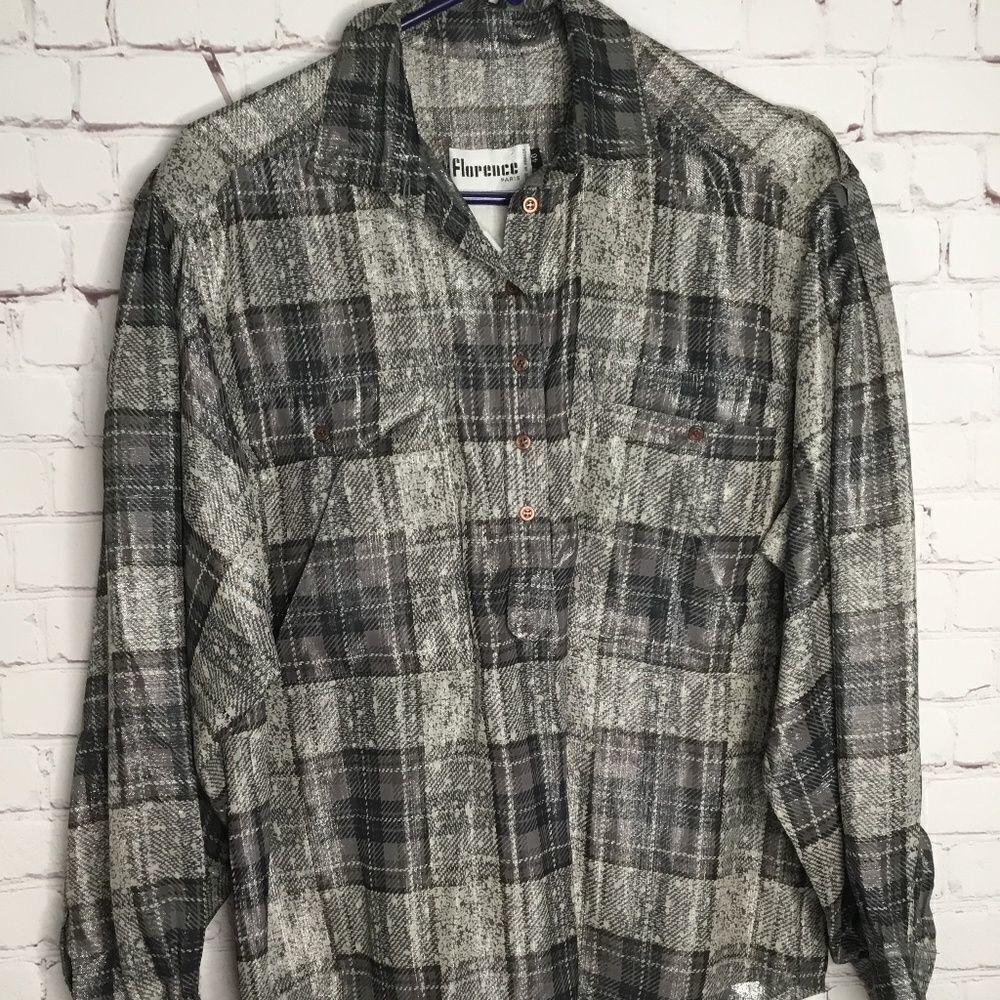 Florence‎ Women’s High Luxe Shirt Top Blouse Black/Gray EU40 / US L(10-12) Paris